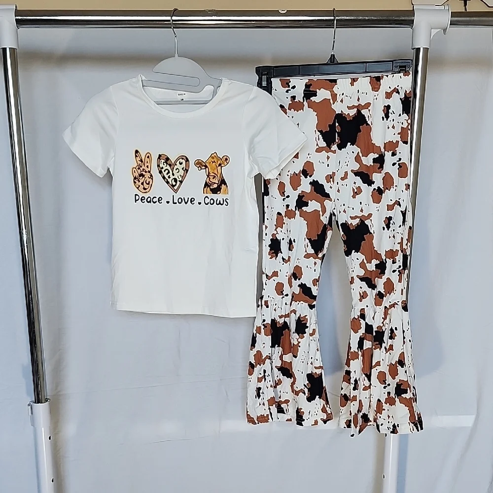 SHEIN White and Brown Kids Matching Set